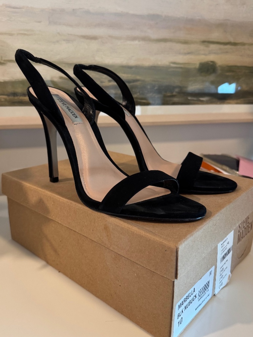 Steve Madden Marbella black strappy heel nubuck
